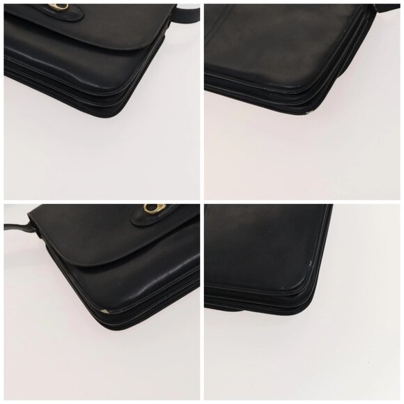 CELINE Shoulder Bag Leather Navy Gold Auth - Picture 15 of 16